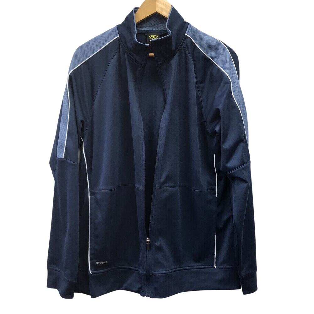Athletic Works Jacket Mens Medium 38 40 Activewear Blue Full Zip Pockets